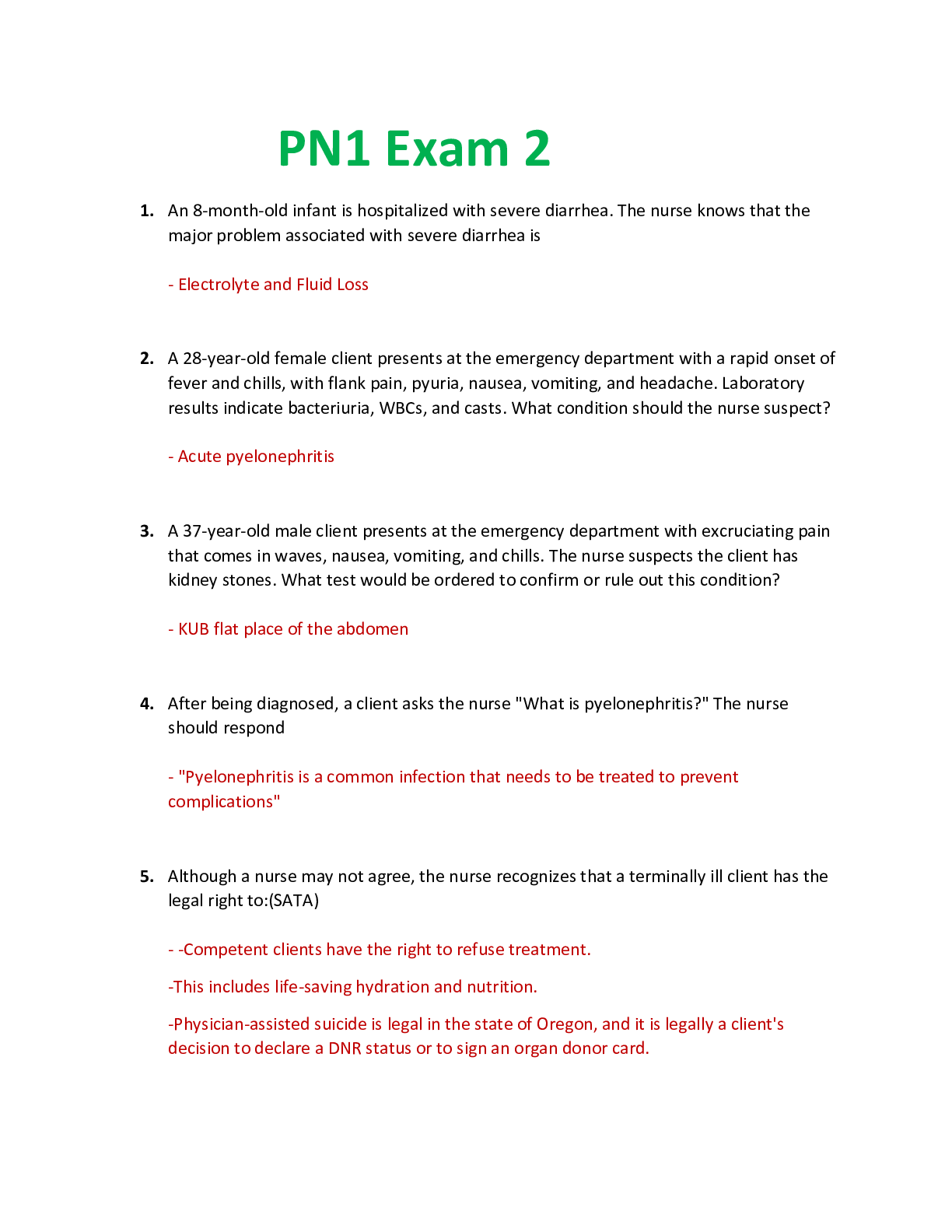 Preview of NUR 2349 / NUR2349: Professional Nursing I / PN1 Exam 2 (Latest 2021/2022) Rasmussen